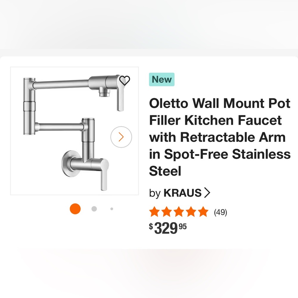 Kraus Oletto Wall Mount Pot Filler in Spot-Free Stainless Steel